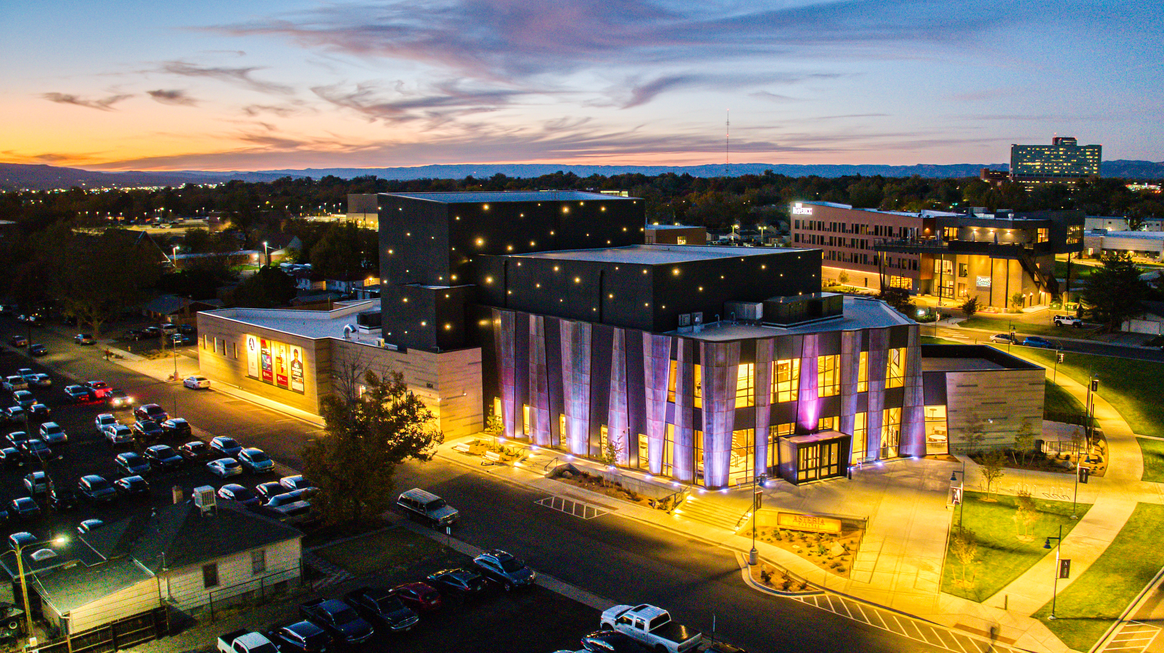 Asteria Theatre Exterior at Night